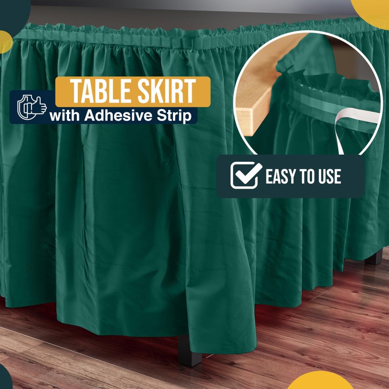 Exquisite Ruffle Table Skirt Dark Green 6 Pack 14 Ft Long Table Skirts for Rectangle Tables 6ft Plus or Round Tables Skirts with Adhesive Strip for Gender Reveal Decor & Happy Birthday Parties - Image 3
